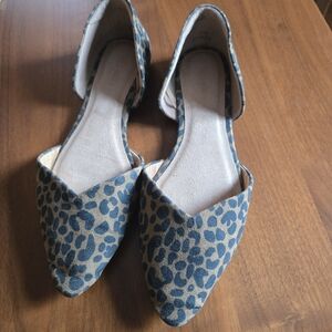 Black And Tan Leopard Print D'Orsay Flat Shoes 7